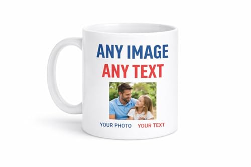 Personalised Photo Mug – Add Your Image & Text | Custom Coffee Mug UK | Upload Picture & Message | Unique Gift for Him Her Mum Dad Birthday