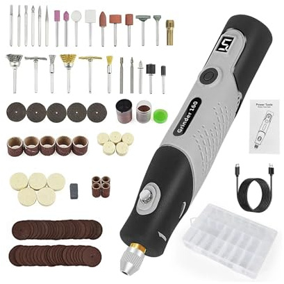 Affilatrice per Trapano, Mini smerigliatrice trapano elettrico con set di punte da Rettificatrice lucidatura domestico rotativa penna intaglio elettrica portatile 12V(IOM-4200TD-G)