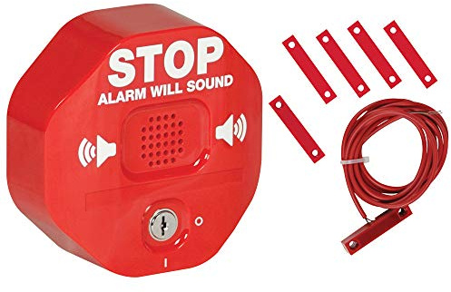 Safety Technology International, Inc. STI-6402 105 dB Exit Stopper® Multifunction Door Alarm for Double Doors with on/Off Switch and 9 Volt Battery, red