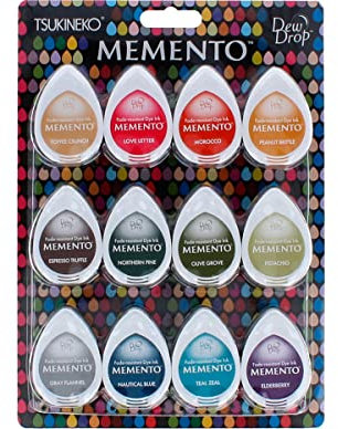 Tsukineko MDIP012-300 Tinten Memento Dew Drop 12er Packung Snow Cones, Synthetic Material, Mehrfarbig, 21.6 x 15.2 x 2.5 cm