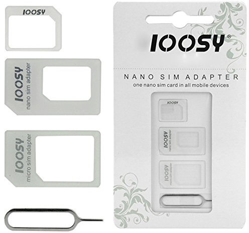 3-in-1 Noosy (nano SIM su scheda Micro SIM + scheda micro SIM su standard + scheda nano SIM per standard -) Kit adattatore per tutti gli smartphone (Apple/Samsung/Sony/HTC/Nokia/ecc).