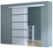 doporro Glasschiebetür Komplettset 77,5 x 205 cm | 15mm Wandabstand | Schiebetür mit ESG-Sicherheitsglas | Zimmertür Glas mit 5-Milchglas-Streifen mit Muschelgriff | Amalfi-plus 11
