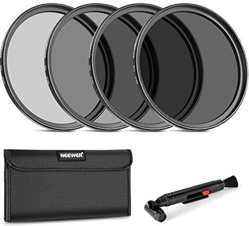 NEEWER Kit de Filtro de Lente ND de 67mm: ND2/4/8/16,Lente Lápiz Limpiador,Filtro de Densidad Neutra Bolsa y Kit de Accesorios Compatible con Canon Nikon Sony Panasonic DSLR Cámaras con Lente de 67mm