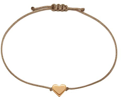Selfmade Jewelry Armband Damen Herz Roségold Handgemachtes Makramee Armbändchen mit Herzchen Größenverstellbar Inkl. Geschenk-Verpackung