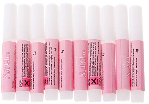 Longsw 10 PCS 2g Mini Professionnel Beauté Nail Faux Art Décoration Conseils Acrylique Colle