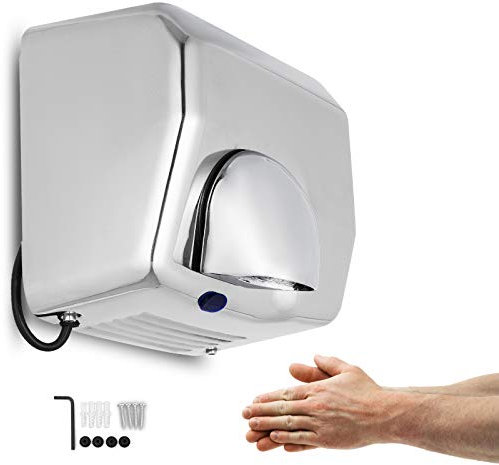 HODOY Asciugamani Elettrico Professionale Potente (2500w) - Argento - Standard - 1 Foglio Singolo Due Veli - Per le Mani, Superfici e Pulizie