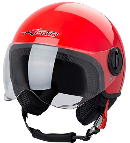Casque Moto Scooter Demi Jet Visiere Ouvert Approuvé ECE 22-06 Rouge XS