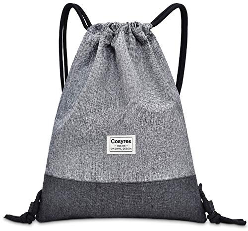 Cosyres Turnbeutel Rucksack mit Innentasche Sportbeutel Gymsack für Damen & Herren (Grau)