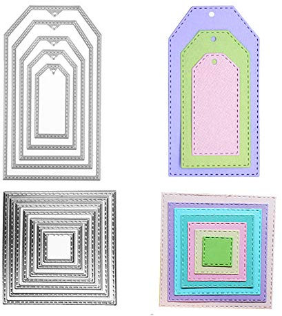 12 pezzi Cutting Dies fustellatura set forma rettangolare da taglio in metallo muore cornice quadrata argento per fai da te muore album scrapbooking,taglio stencil carte di carta decorazione scrapbook