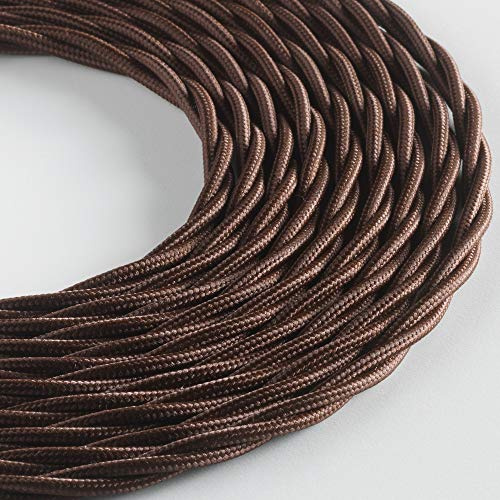 Klartext BELLE ÉPOQUE Câble textile tressé pour installation électrique vintage, 3 x 1,5 mm, marron, 10 m