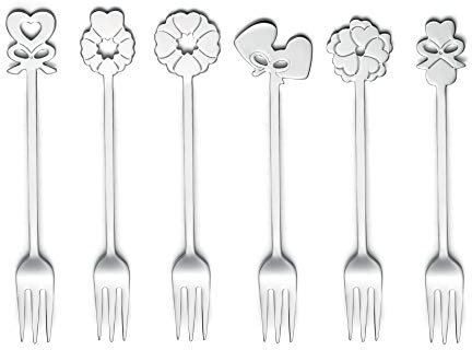 Guzzini Dolce Love Set 6 Forchettine, Stainless Steel 18/11, Argento, 19