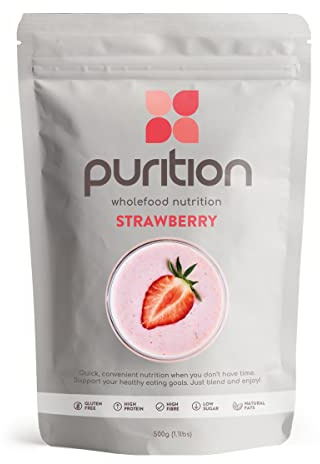 Purition Strawberry - Natural, Gluten Free, High Protein, Keto, Meal Replacement Shake for healthy weight management.