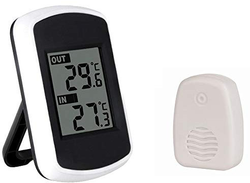 Lancoon Wireless Innen- / Außenthermometer, Übertragung bis zu 100 Meter, Präzisionsmessung, klare digitale LCD-Anzeige für das Home Office
