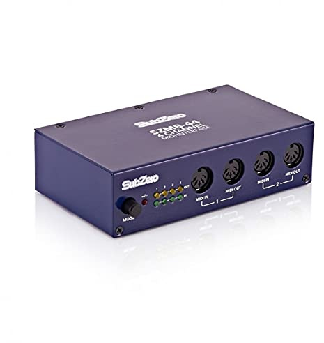 SubZero MIDI Interface 4 In x 4 Out USB Bus Powered | 64 channels, plug-and-play with Windows or Mac, works as MIDI-to-USB or MIDI-to-MIDI interface