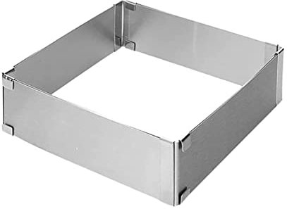 LATRAT Backrahmen Rechteckig Verstellbar Backform Rechteckig Rechteckiger Tortenring Backrahmen Eckig Verstellbar Edelstahl Tortenrahmen, 15-27,5 cm