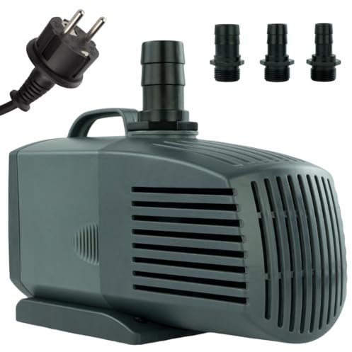 ECO Salz-Wasserpumpe – 2.000 L/H, 35 Watt, 10m Kabel, 2,4m Förderhöhe, Teichpumpe, Aquariumpumpe, Wasserspielpumpe und Zimmerbrunnen-Pumpe | Brunnenpumpe | Tauchpumpe | Springbrunnen-Pumpe | KEQ2000F