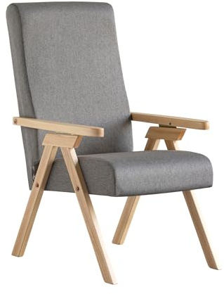 Poltrona legno FIAMMETTA ESSEGI Relax reclinabile fusto NATURALE tessuto Grigio Sfoderabile