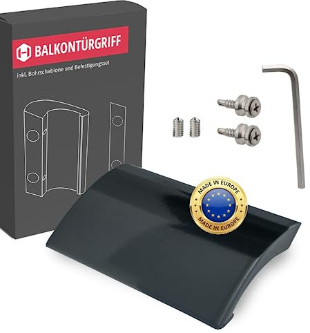 Gedotec Balkontürgriff außen Aluminium [Made in EU] Stabiler Balkontür Griff mit Schrauben I Griff Balkontür außen in Grau I Terassentürgriff außen mit einer Länge von 82mm I Türgriff Balkontür außen
