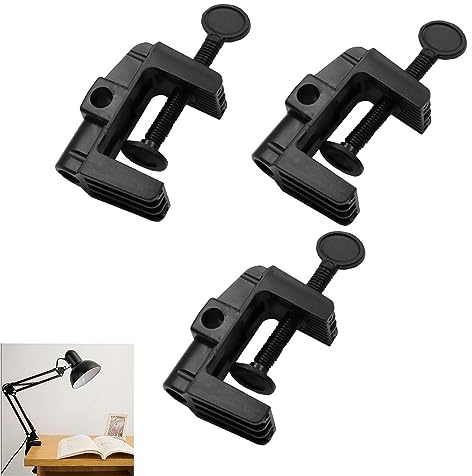 UtySty 3 Pack Desk Lamp Swing Arm Clamp Replacement Clip Non-Marring Plastic Bracket Stand Base Holder for Desktop Architect Adjustable Gooseneck Table Lamp LED Light Microphone Camera Scissor Arms