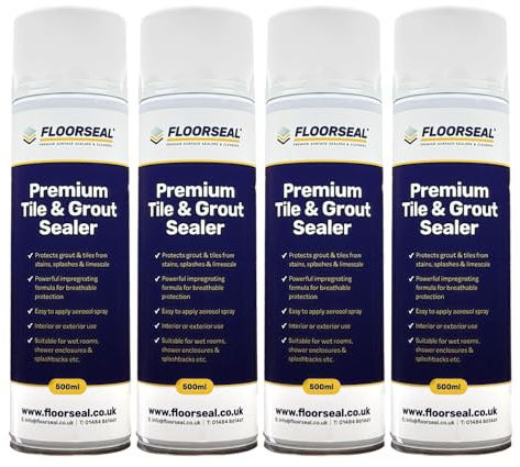 Premium Tile & Grout Sealer - Easy To Use Grout Sealer For Bathrooms, Wet Rooms, Kitchens Walls & Floors (2000ml 4 cans)