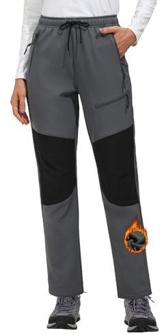 VILIGO Damen Skihose Outdoorhose Wasserdicht Winddichte Softshellhose Warme Gefütterte Trekkinghose Atmungsaktive Schnelltrocknende Thermohose Wanderhose Winter Ski Pants Cargohose mit Taschen