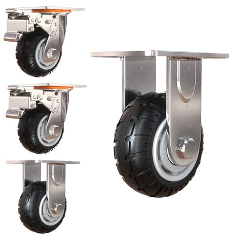 4er Set Lenkrollen Mit Bremse, Möbelrollen Klein Mit Max, Gummierten Räder, Keine Spuren & Leise Verriegelnde Lenkrolle, Doppelrollen für Innen Und Außen ( Size : 6in(2non-steerable 2with brakes) )
