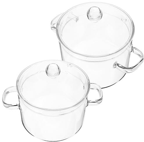 HOLIDYOYO Large Soup Pot Lid Glass Stew Pot for Cooking Non-Stick Easy to Clean Handle 2 Pieces