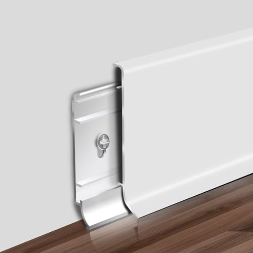 Augblinds Aluminium Baseboard Trim, 10 Pack Skirting Board Covers, 3.15 Inch Wide × 8 Ft Total 80 Ft Metal Wall Floor Base Moulding Trim, Easy to Install & Clean, White