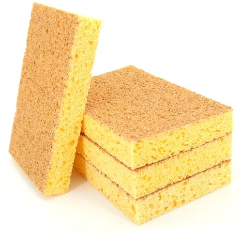 Eponge Vaisselle Réutilisable - Lot de 4 - Végétale - Gratte sans Rayer - Fabriquée en France