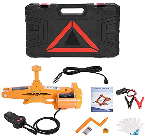 VOBOR Wagenheber Elektrisch, 3T Scherenwagenheber 12V mit Fernbedienung, Tragbarer Wagenheber für Limousine, SUV, LKW Reifenwechsel Ersatz (12-42cm)