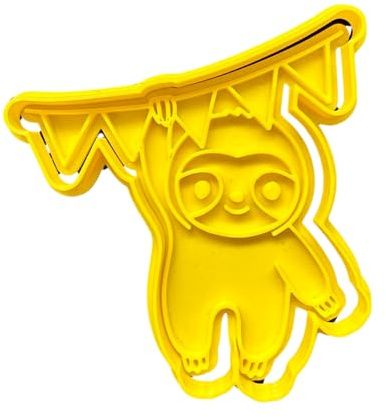 The Cookie Cutter Hub Hanging Birthday Sloth Cookie Cutter Embosser/Stamp for Cupcakes Fondant Icing Clay Cake Baking Decoration