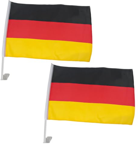Murago - 2er Set Autofahne Deutschland ca.30x20cm - Flagge Auto Deko Fußball Fanartikel WM EM Fahne für Autofenster