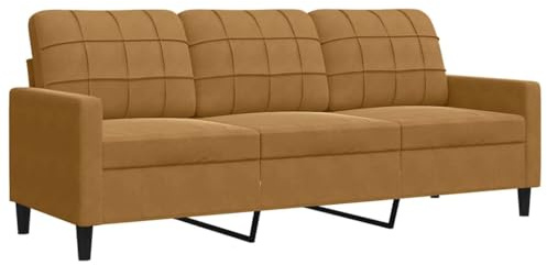 vidaXL Sofa 3-Sitzer, Polstersofa für Wohnzimmer, Couch Loungesofa Metallgestell, Dreisitzer Samtsofa Sitzmöbel, Modern, Braun 180cm Samt