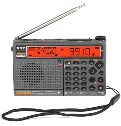 Docooler HRD-757 Radio multibanda FM AM MW SW V.UHF AIRE Radio portátil Control APP BT TF Reproductor de música SOS Alarma Linterna Alarma