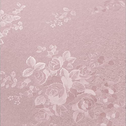 VEELIKE Klebefolie Rosa Tapete Blumen Rosa Rosen Blumentapete Vintage Strukturtapete 40cm x 300cm Möbelfolie Selbstklebend Folie für Möbel Mustertapete Schlafzimmer Badezimmer Wasserfest Abnehmbar