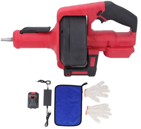 Alimentation Automatique Plomberie Serpent Vidange Tarière sans Fil électrique Vidange Tarière électrique Vidange Nettoyeur Machine Rouge (Prise UE)