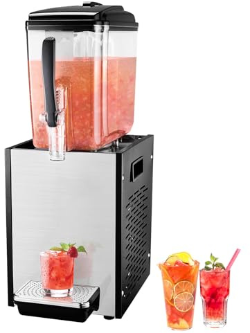 VEVOR Distributore di Bevande Commerciali, Distributore Succhi 12 L 246 W, Macchina Bevande in Acciaio Inox 304 Uso Alimentare con Temperatura Raffreddamento 7-12 °C, per Bevande Fredde, Ristoranti