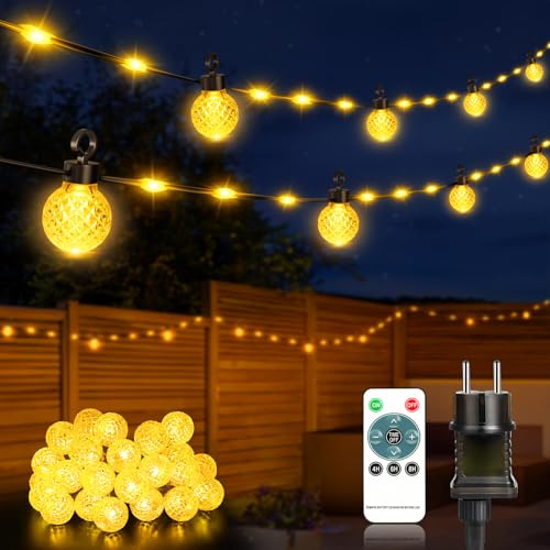 Utomhus ljusslingor, 200 LED 32 m utomhus trädgårdsbelysning dimbar med fjärrkontroll, 8 lägen, timerfunktion, IP65 vattentäta trädgårdslampor för utomhusbruk, trädgård, bröllop, fest, balkong