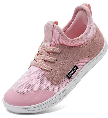 WateLves Kinder Barfußschuhe Breite Jungen Mädchen Kleinkind Barfussschuhe Minimalistische Barefoot Sneaker Hausschuhe Ohne Verschluss(Pink, 27EU)