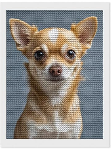 RTFGHJS Niedliches Chihuahua-Diamant-Malset, DIY Leinwand Kunst Dekor mit Bohrstift, Tablett & Wachs, wasserfest, funkelnde Wandkunst, für Heimdekoration, Geburtstage, Weihnachten