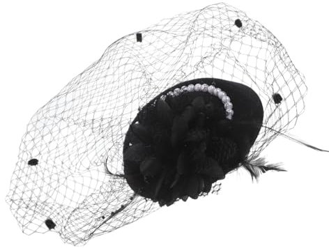 MERRYHAPY Schwarzer Damen-fascinator Mit Perlen-stirnband Und Netzschleier Für Hochzeiten Teepartys Und Formelle Anlässe Leicht Und Atmungsaktiv