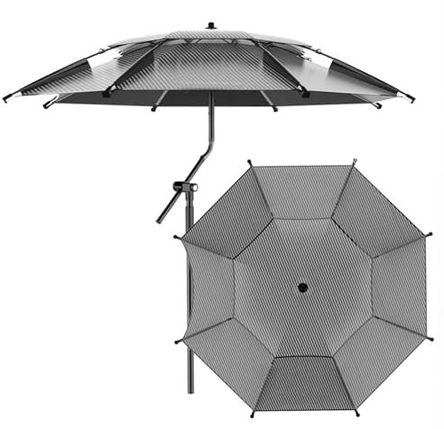 Ombrellone da Spiaggia Inclinabile con Motivo in Carbonio, Ombrellone da Pesca all'aperto con Protezione UV50+, Ombrellone per Giardino e Patio(220cm/7ft)