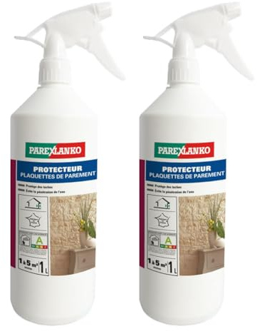 Parexlanko - Hydrofuge de surface - Protecteur plaquettes de parement - Protège des taches et évite la pénétration de l’eau - Invisible - 1L, Gris (Lot de 2)