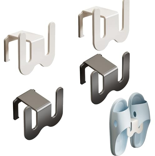 Eruceky 4 Stück Space Aluminium Türschuhregal, Schuhregal Wandmontage, für Wohnzimmer, Badezimmer, Balkon, Flur (Pistolengrau, Weiß)