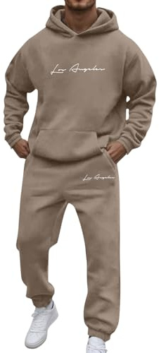 Pullover Men's Blue Men's Suits for Everyday Use, Relaxed Fit with Letter Print, Versatile Fashion for Winter, Stylish Combination with T-Shirts, Easy Care for Suit with Stand-Up Collar Men, brown, S