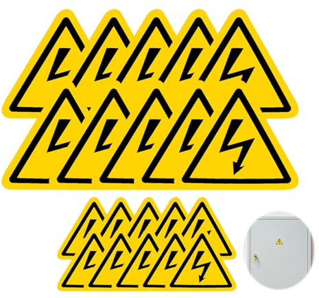 20pz Segnale Di Avvertimento, 5cm e 10cm Cartelli Di Attenzione Pericolo Adesivo Triangulo Giallo Segnale Pericolo Cartello Quadro Elettrico Cartello Carichi Sporgenti Per Esterno Interno Sole Pioggia
