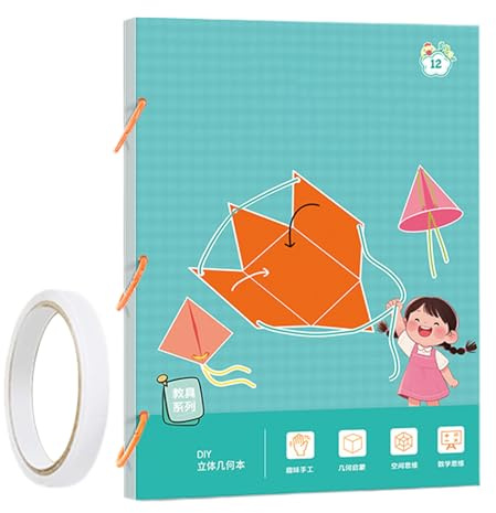 3D-geometri-bok – 29,7 x 21 cm lärobok med volym och ytberäkning | pedagogiskt papper pedagogisk leksak | aktivitetsbok för barn nybörjare | rumsligt tänkande för gruppinlärning och hemskola