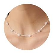 PRTGL Perlenkette – 14K vergoldet oder Weißgold Silber Weiße Perlen Hette für Damen und Mädchen – Einzelperlen Anhänger – Gänseblümchen Choker Design – Y-Halskette – Perlenhalskette mit Zirkonia