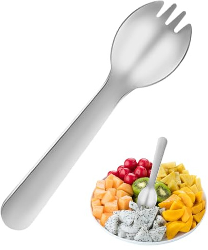Spork - Cucharas de yogur de acero inoxidable, tenedores de postre resistentes a las caídas, cucharas creativas para helado, juego de cucharaditas de pudín para pasteles, aperitivos, ramen, arroz