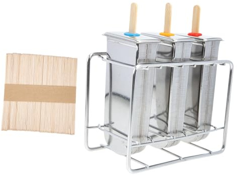 Toyvian Molde para Paletas de Acero Inoxidable con Palitos y Soporte para Helados Caseros Molde para Polos DIY para Verano Fácil de Desmoldar y Reutilizable Apto para Congelador